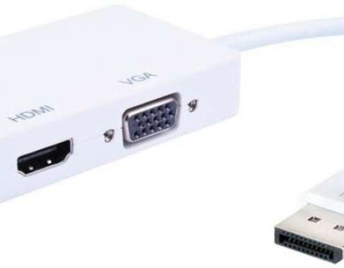 Adaptador DisplayPort 3 em 1 para HDMI/DVI/VGA