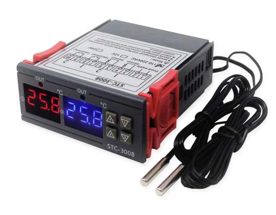 STC-3008 110-220V termoregulators ar temperatūras zondi