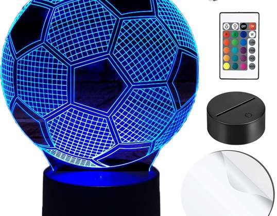 Jalkapallopöydän yövalo jalkapalloilijalle lapsille 3D LED-värit + kaukosäädin 3D FV-AKRYYLILEVY