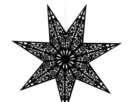 CHRISTMAS PAPER STAR STAINED GLASS BLACK 50cm CA1099