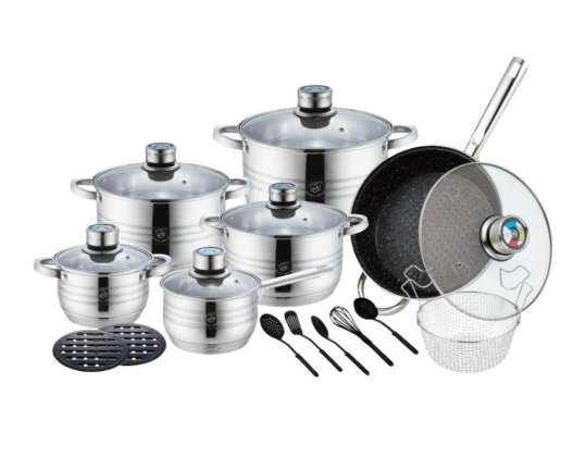 CONJUNTO DE UTENSÍLIOS DE COZINHA DE AÇO INOXIDÁVEL DE 20 PEÇAS