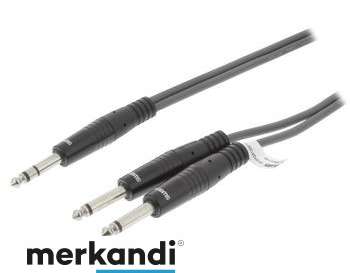 Stereo audio kabelis 6,35 mm tēviņš - 2x6,35 mm vīrs, 3,0 m pelēks Sc