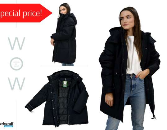 Premium Damen Winterparka Jacke - Größen S bis 2XL in klassischem Schwarz