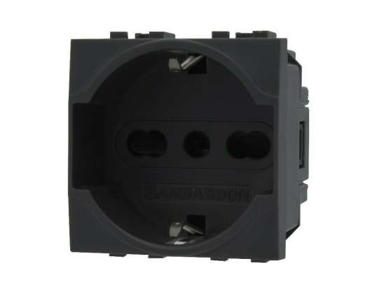 Recessed 220V 2P + E Schuko socket Vimar Plana compatible