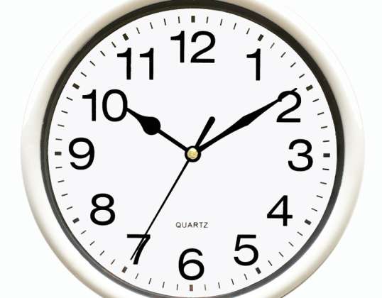 8 Inch Round Plastic Wall Clock -Color:  White, Pink, Red