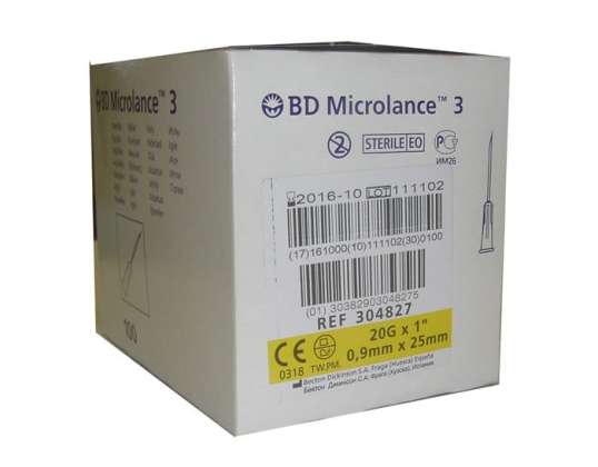 Agulha de Microlance BD 0,9mm x 25mm 100 Unidades