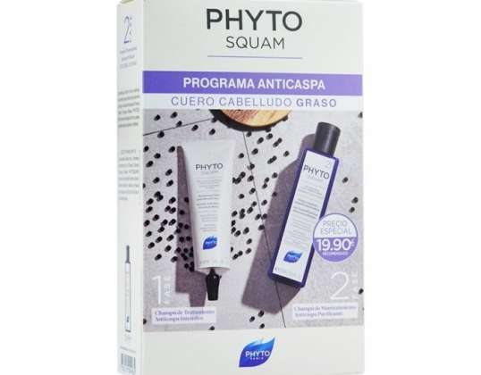 Phyto Squam anti-pleiskanų programa riebiai galvos odai 125ml + 250ml rinkinys 2 vnt