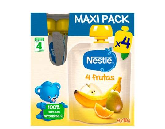 Nestle-pussi, jossa on 4 hedelmää 4x90g Maxi-pakkaus