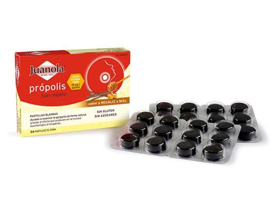 Juanola tabletės Propolis Saldymedžio medus 24U