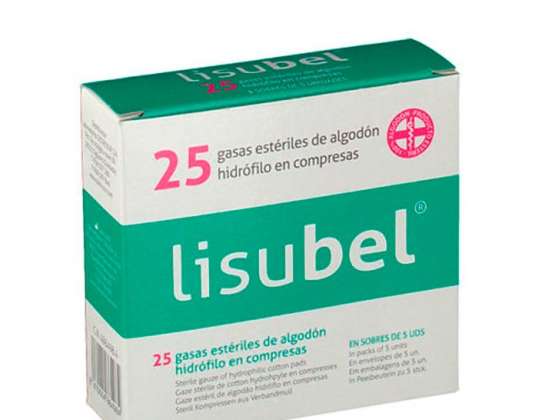 Lisubel Gasa Estéril Gasa Compresas Hidrofólicas de Algodón 25U