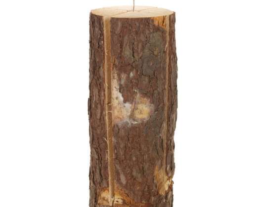 Torche bois naturel souche 50cm avec mèche
