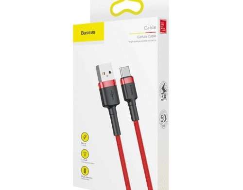 Cable Baseus Type-C Cafule 3A 0.5m Rojo + Rojo (CATKLF-A09)