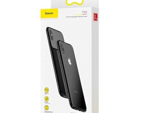 Baseus iPhone Xs Max case See through Glass Protective Black  WIAPIPH6