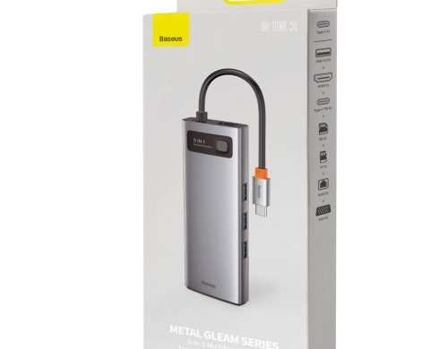 Baseus HUB Metal Gleam Serisi 9&#39;u 1 Arada Çok İşlevli (Tip-C - 3x USB