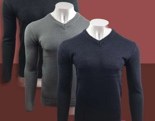 Různé pánské svetry a zimní bundy – barvy a velikosti S až XXL pro maloobchod