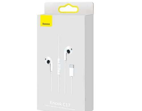 Baseus Earphone Encok C17 kõrvasisesed juhtmega kõrvaklapid C-tüüpi ja mikrop-tüüpi kõrvaklappidega