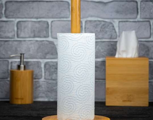 Ekologiczny bambusowy stojak na ręczniki papierowe KH-1688 | Zrównoważony uchwyt kuchenny i łazienkowy