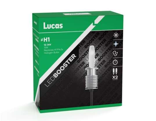 Lucas LedBooster | Glühbirne 12 / 24V 15W P14,5s H1 | 6500K | LED-| 2er Pack