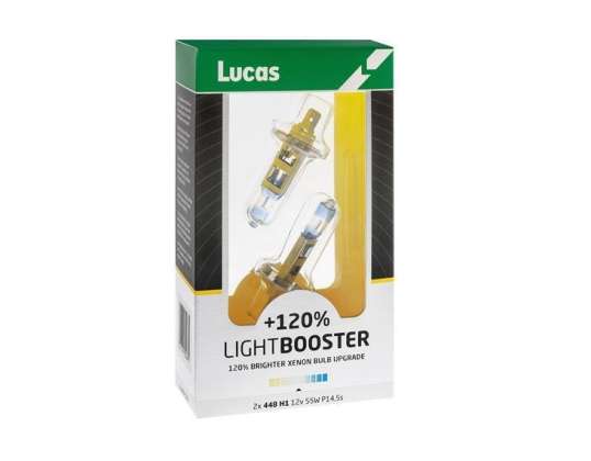 Lucas | | becului 12V 55W P14.5s H1 | + 120% luminozitate crescută Pachet de 2