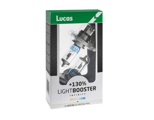 Lucas | ampul 12V 60 / 55W P43t H4 | +%150 artırılmış parlaklık | 2'li Paket