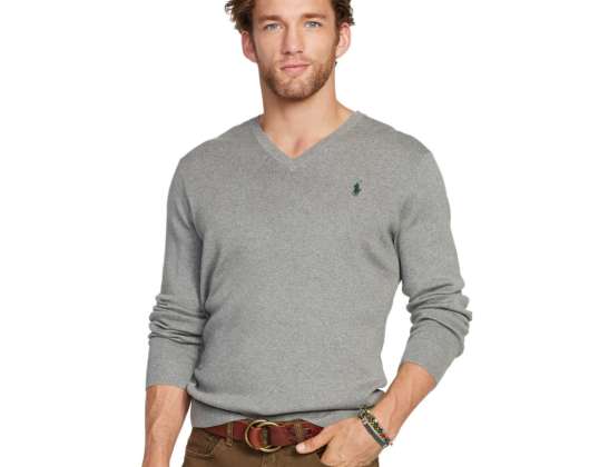 Férfi V nyakú pulóver pulóver 100% pamut 10 különböző színű S-től XXL-ig