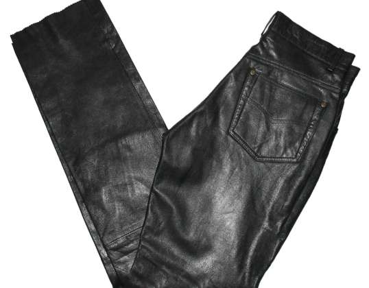 Кожаные брюки из козьей наппы классического джинсового кроя