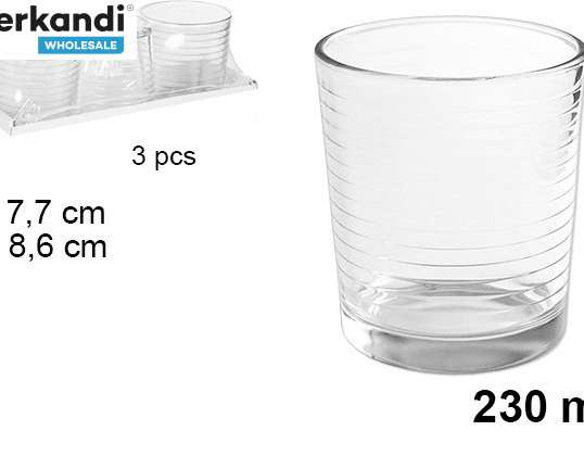 Pakkaa 3 lasillista vettä 230 ml