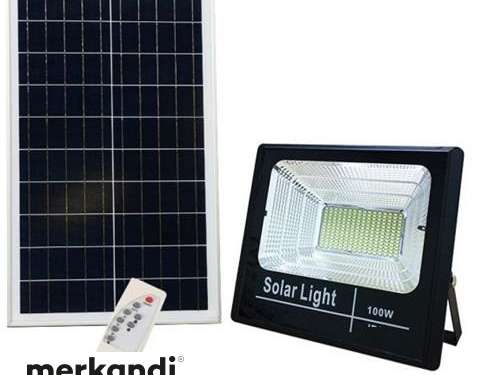 Dimbar LED-strålkastarsats 100W 6500K IP67 med solpanel och telekom