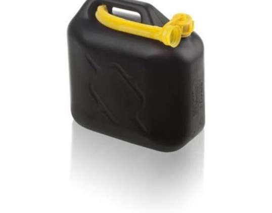 Large quantity of 5 liter fuel canister | Black Plastic | Yellow lid