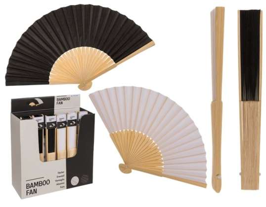 JOOBT Ventilatore di bambù bianco / nero 21cm 24 pezzi per display