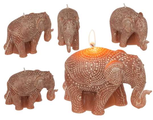 Elephant-shaped candle, 11.5 x 4.5 x 8.5.