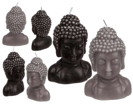 Bougie en forme de Bouddha, disponible en 2 couleurs, 8 x 6,5 x 12,5.