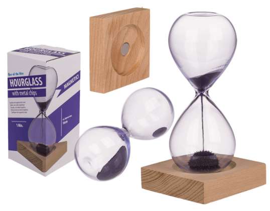 Hourglass with magnetic sand of purple color 16 cm, operating time: 1 minute
