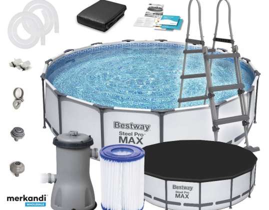 BESTWAY STEEL PRO MAX™ STEEL FRAME POOL 15' x 48&quot;/4.57m x1.22m Pool Set 56438