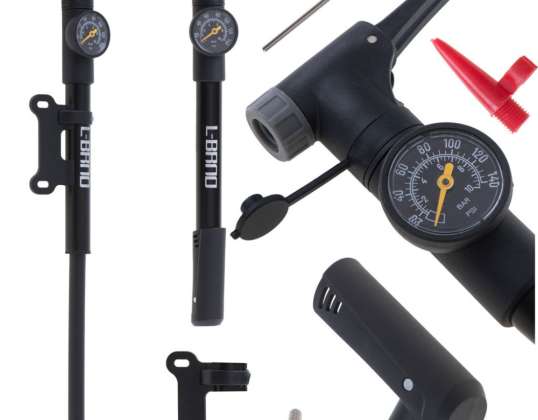 L BRNO Hand bicycle pump with pressure gauge for mattress ball with bicycle holder