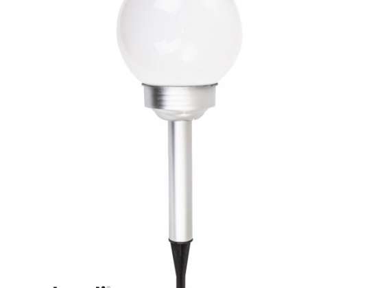 luminária solar LED / bola branca / 15x44 cm