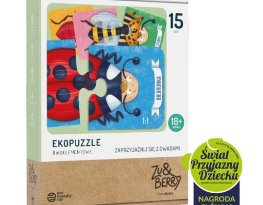 MUDUKO Puzzle pentru copii Imprieteneste-te cu insectele Puzzle ecologic din doua piese 18m