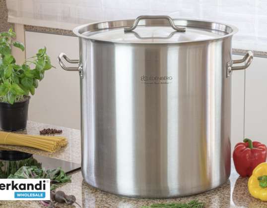 EB-9195 Edënbërg Cooking Pot/Soup Pot - With Lid - 98 L - Stainless Steel
