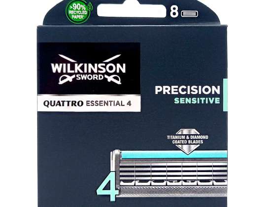 Lame da barba Wilkinson Sword Quattro Titanium Sensitive Confezione da 8