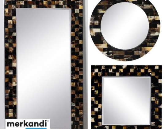 Grands miroirs haut de gamme Nacre noire - 3 modèles (ensemble complet) : Rond, Dressing et Carré