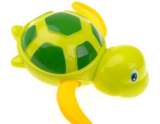Jouet de bain tortue d’eau à manivelle vert jaune