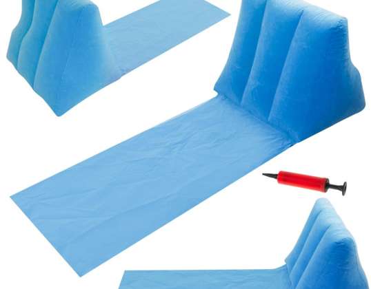 Плажна постелка плажен стол с облегалка надуваема синя