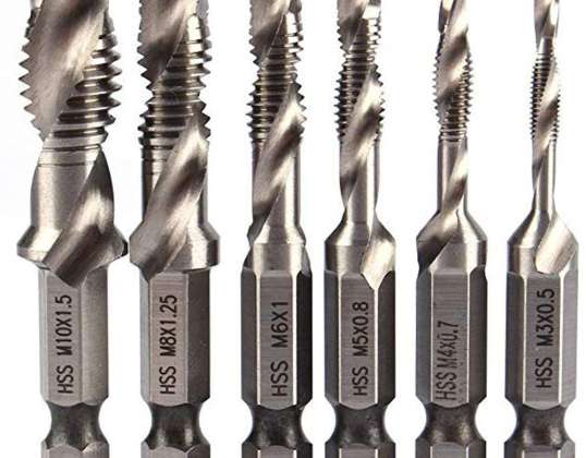 THREADING DRILL BITS HSS M3 - M10 TAPS 6 PCS DBS-6