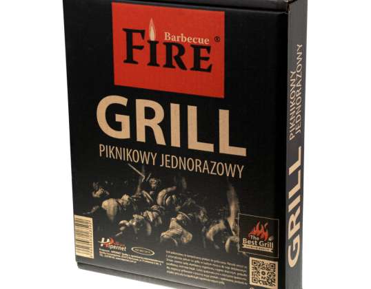 Disposable grill with charcoal and kindling