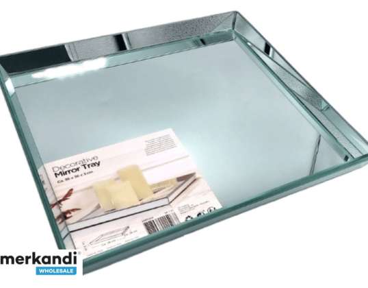 DECORATIVE MIRROR TRAY SILVER GLASS NEW 36x36x3 CM