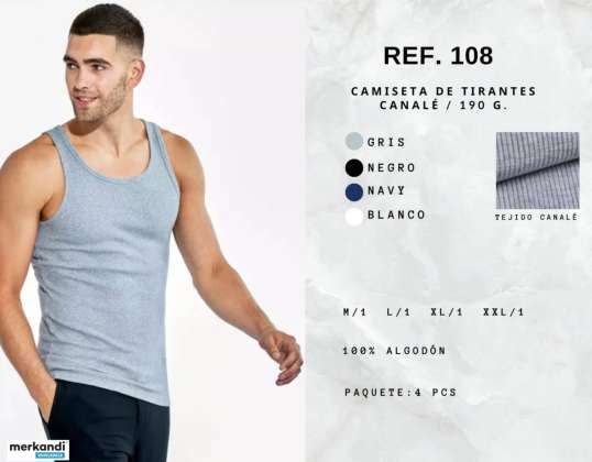 T-shirts Homme Réf. 108 C Tailles M, L, XL, XXL. Couleurs gris, bleu marine, noir, blanc.