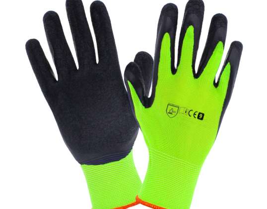 Work gloves, latex protective. Sizes: 7-11