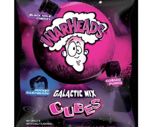 WARHEADS GALACTIC CUBES Chewy Candy - Bulk Pack 12x4.5oz iš JAV, BBD 12/2024 - išskyrus transportą