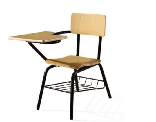 Houten klaslokaal stoel met schrijfblok - School bureaustoelen, Kids bureaustoelen, kantoormeubilair