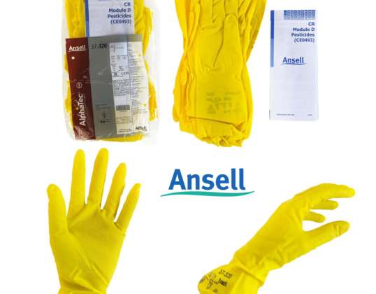 Delovne rokavice, rokavice, AlphaTec 37-320, blagovna znamka Ansell, nitril, rumena barva, za prodajalce, A-zaloga